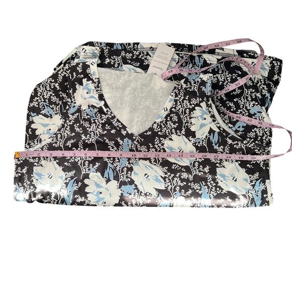 Fantaslook Top Women Large Dark Floral Stretch Minimalist Career Workwear Casual - Picture 9 of 12